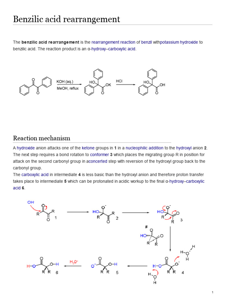Benzilic Acid Rearrangement | PDF