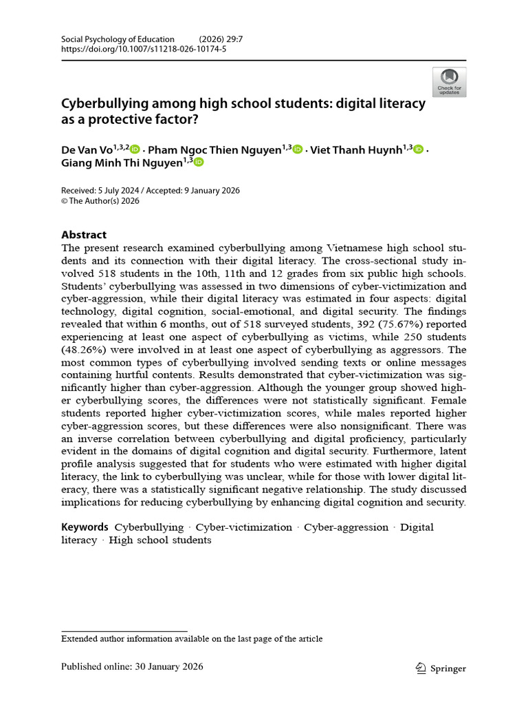 Cyberbullying Among High School | PDF | Cyberbullying | Akaike ...
