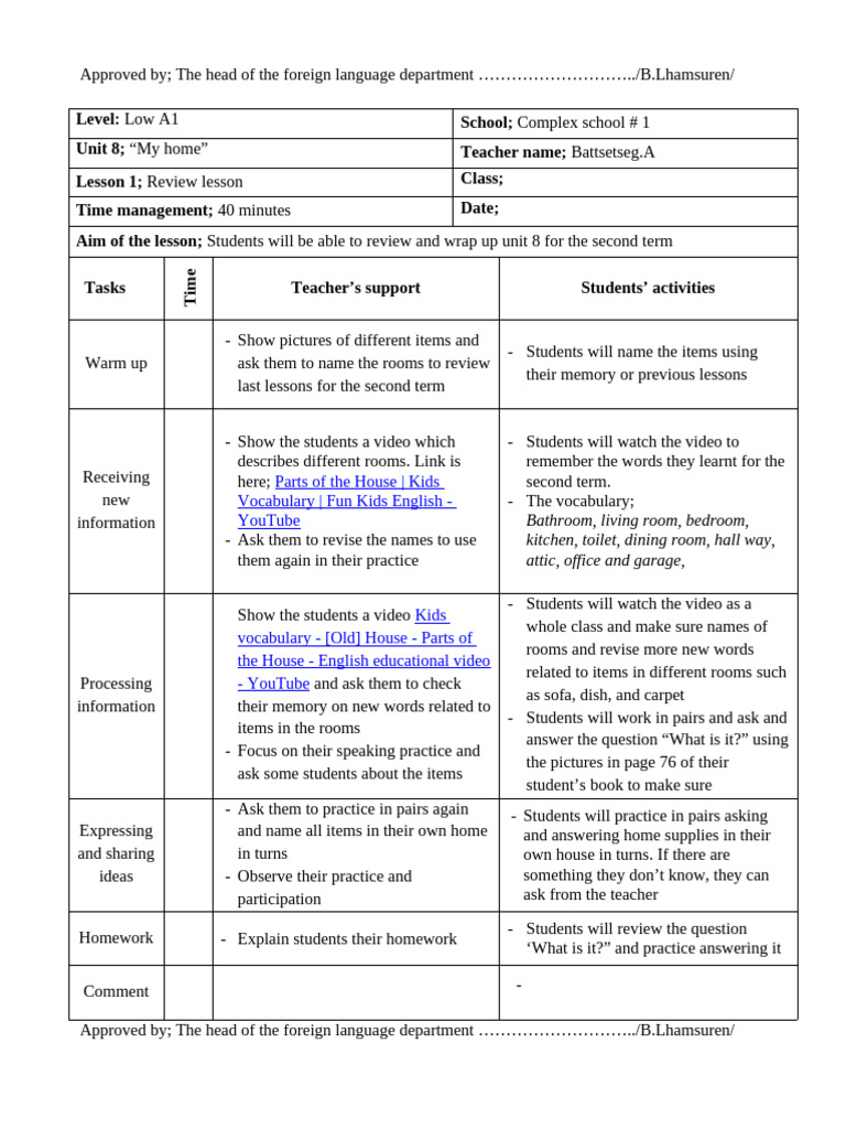 5th Grade 3rd Term Lesson Plan | PDF | Vocabulary | Teachers