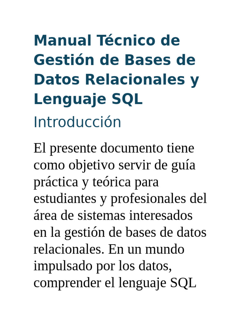 Manual Integral de Bases de Datos Relacionales (SQL) | PDF | SQL ...