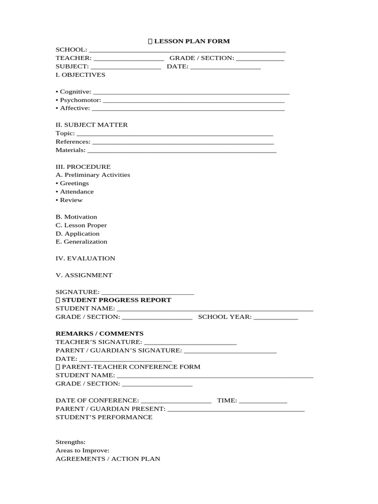 ? Lesson Plan Form | PDF