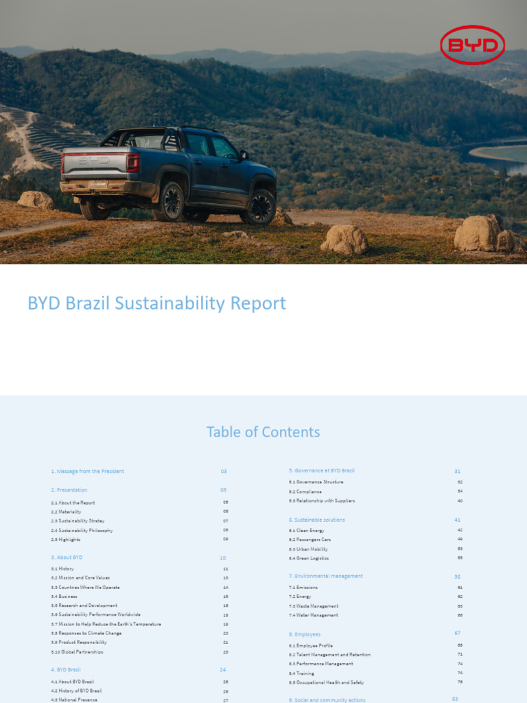 BYD Brazil 2024 Sustainability Report | PDF | Sustainability | Electric ...