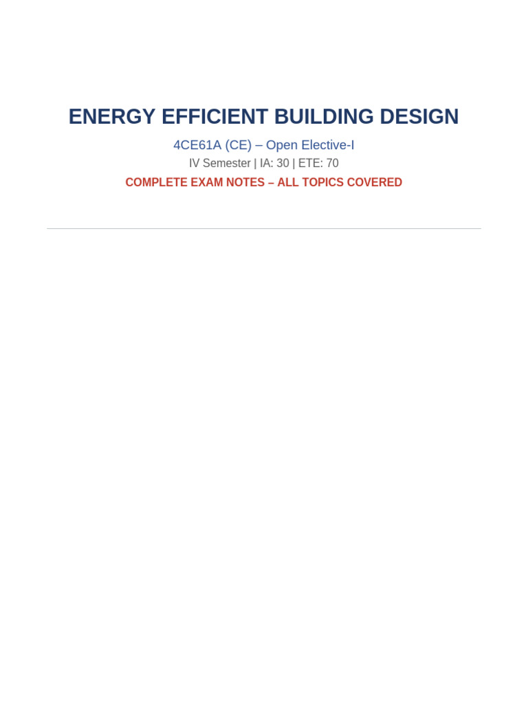 Energy Efficient Building Design Notes-1 | PDF | Elevator | Humidity