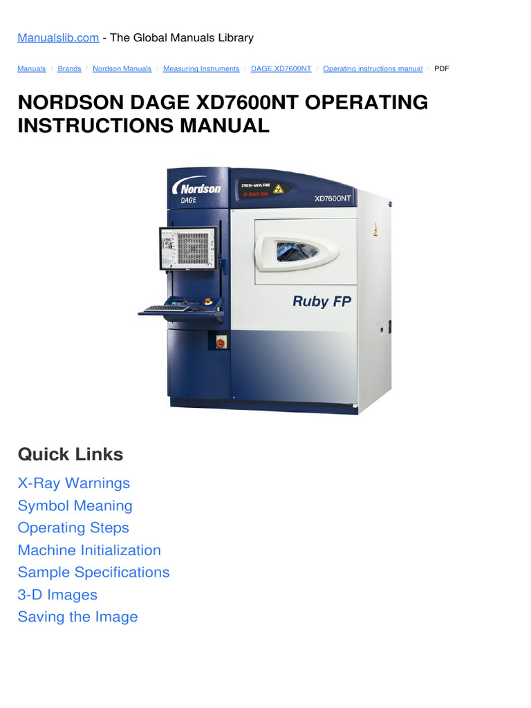 DAGE Xd7600NT | PDF | Vacuum Tube | X Ray