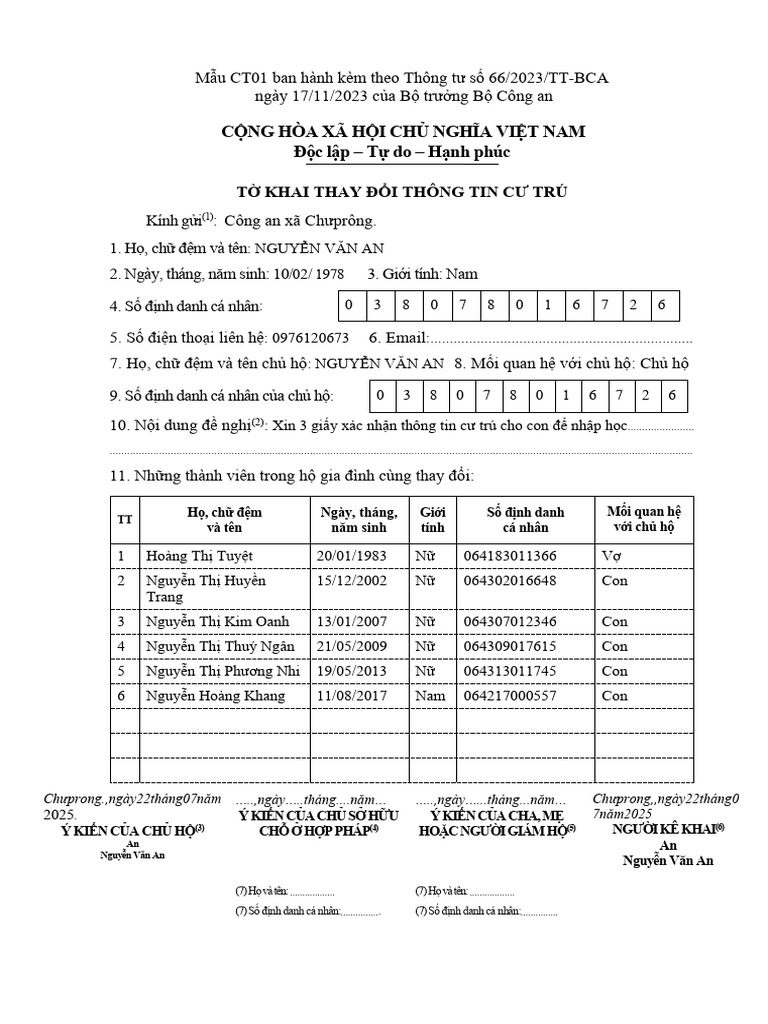 Mẫu CT01 | PDF