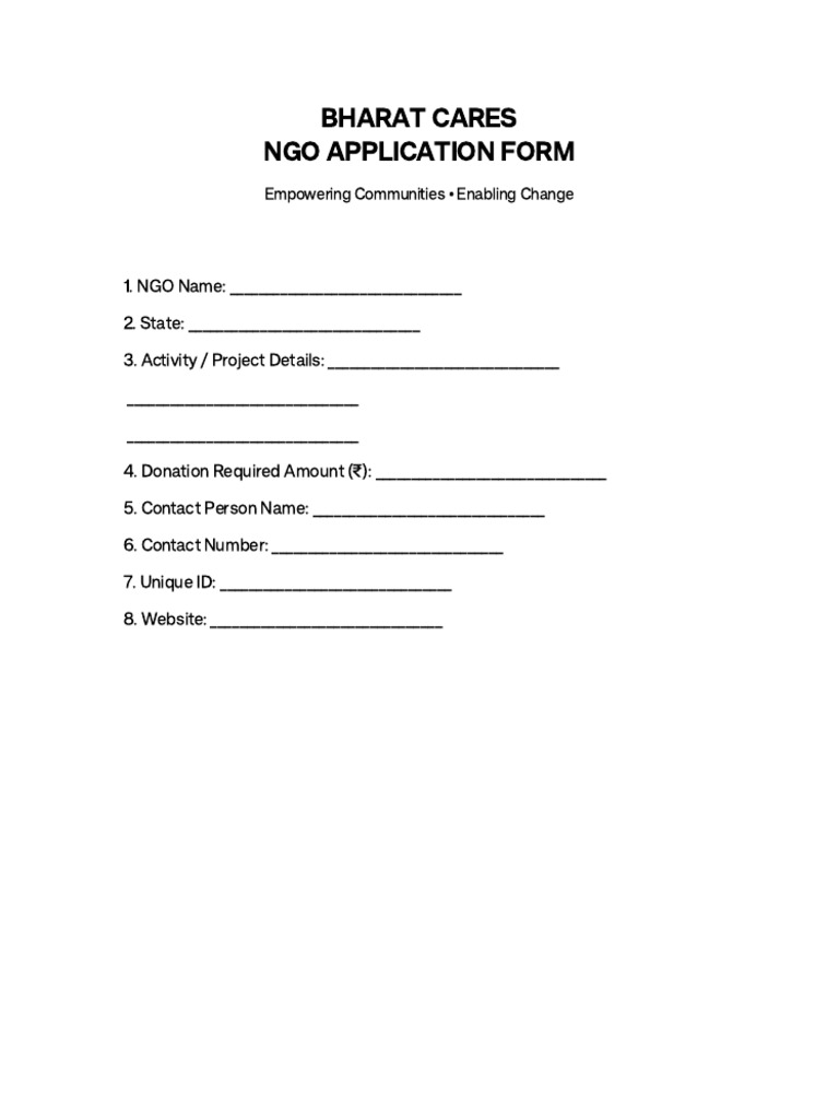 Bharat - Cares Ngo Form | PDF