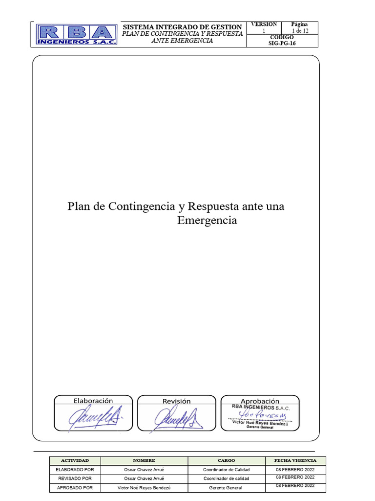 Plan Contingencia Respuesta Ante Emergencia | PDF | Policía | Ambulancia