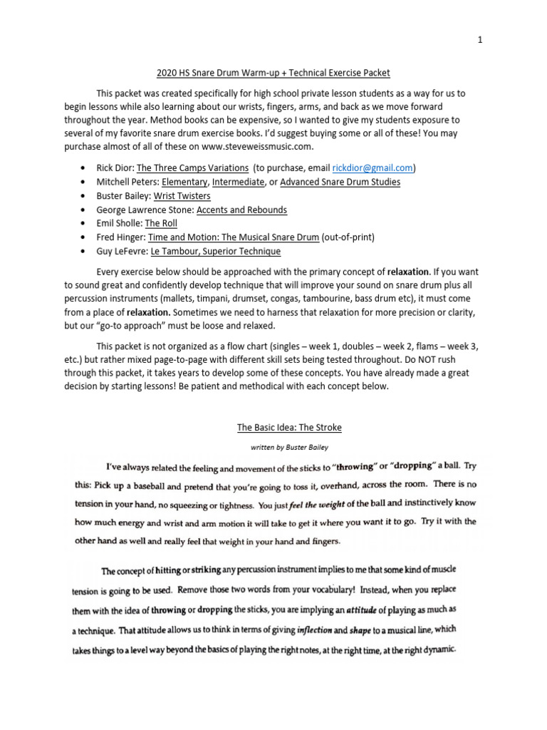 HS Snare Drum Packet 2020 - Final (1) | PDF | Music Theory | Elements ...