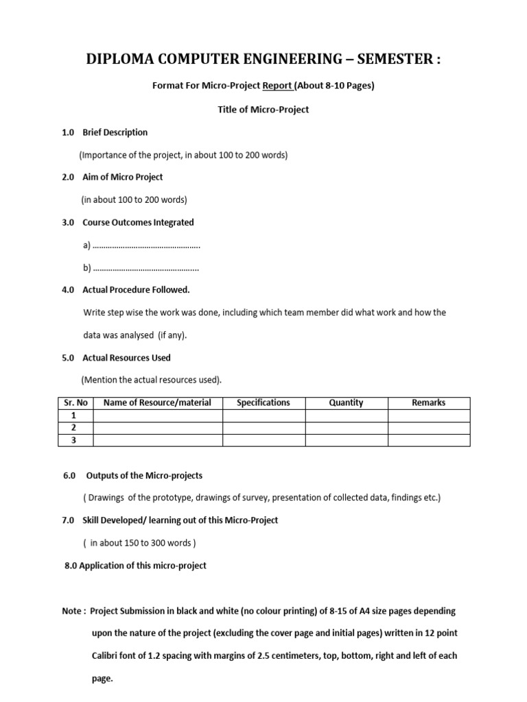 Micro-Project Report Format for Student | PDF