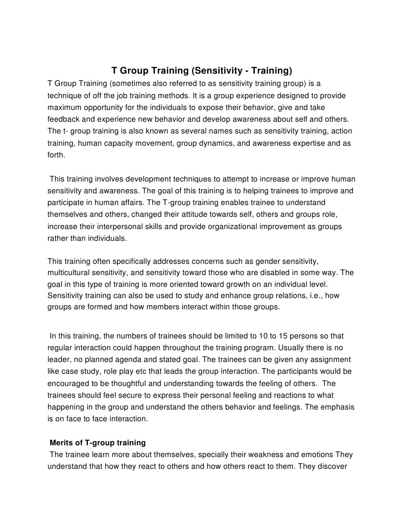 T Group Training | Download Free PDF | Psychological Concepts ...