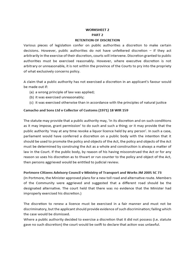 Worksheet 2 Part 2 (2) | PDF | Discretion | License