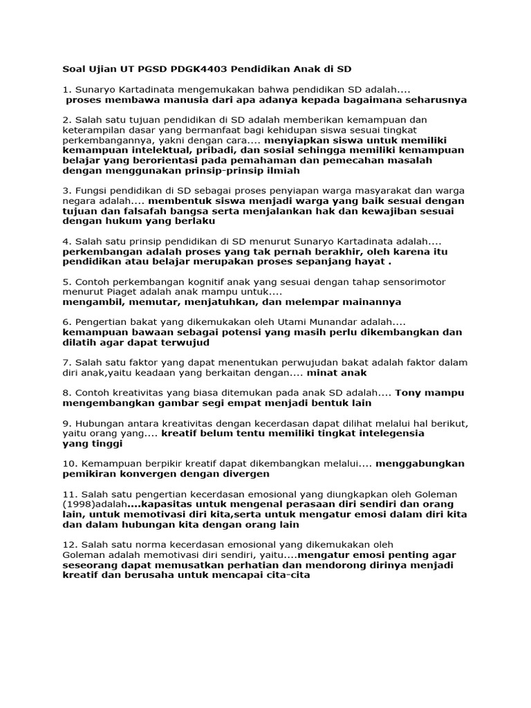 Pendidikan Anak Di Sd | PDF