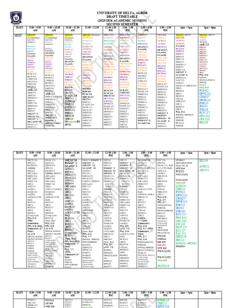 2nd Semester Approved Lecture timetable | PDF