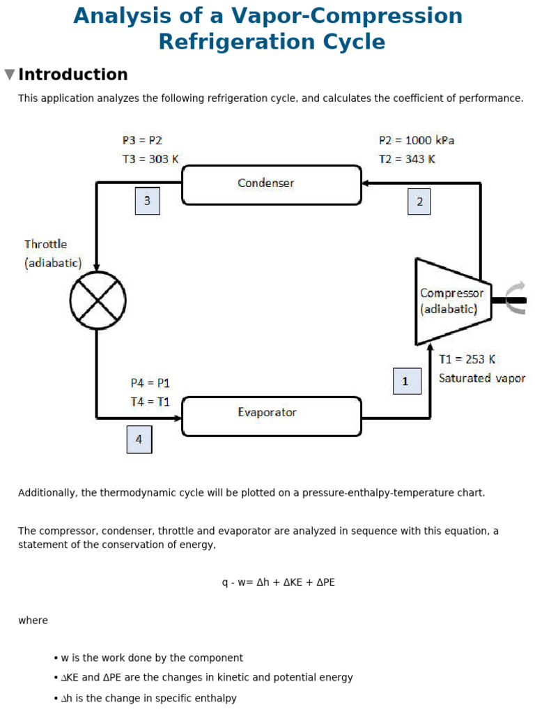Analysis of a Vapor Compression Refrigeration Cycle | PDF | Enthalpy ...