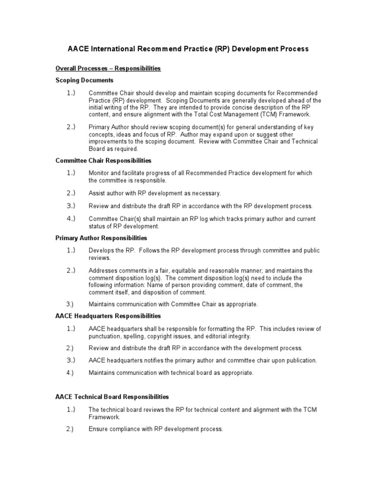 AACE International Recommend Practice (RP) Development Process | PDF ...