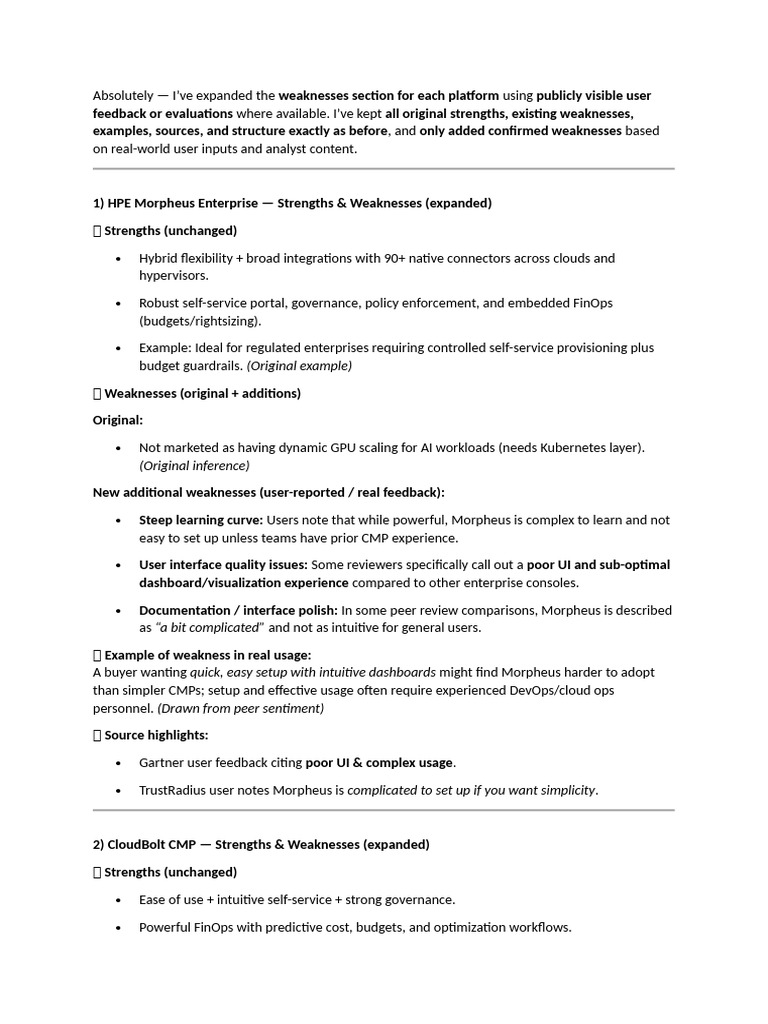 5 Cloud Platforms - Strengths + Additional Weakness | PDF