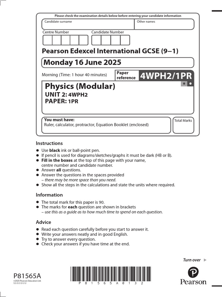 IG Physics - Question Paper Modular 2PR (Jun 2025) | PDF ...