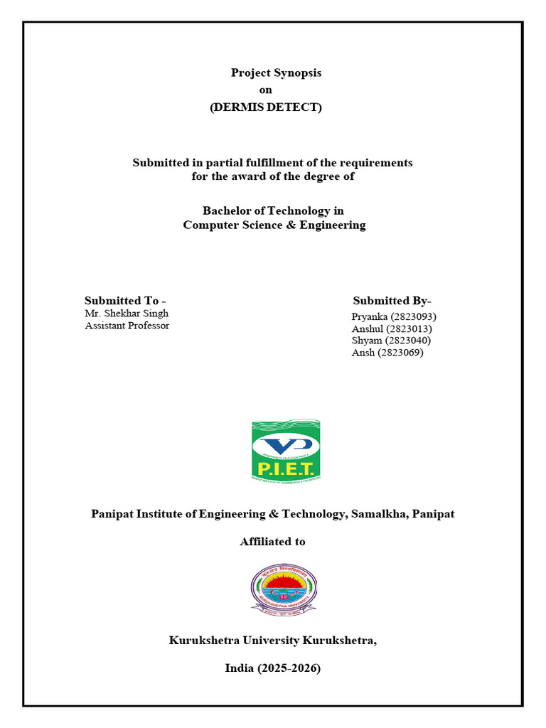Project Synopsis Front Page | PDF | Deep Learning | Cognitive Science