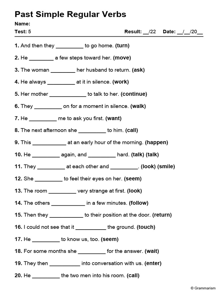 Grammarism Past Simple Regular Test 5 1121024 | PDF