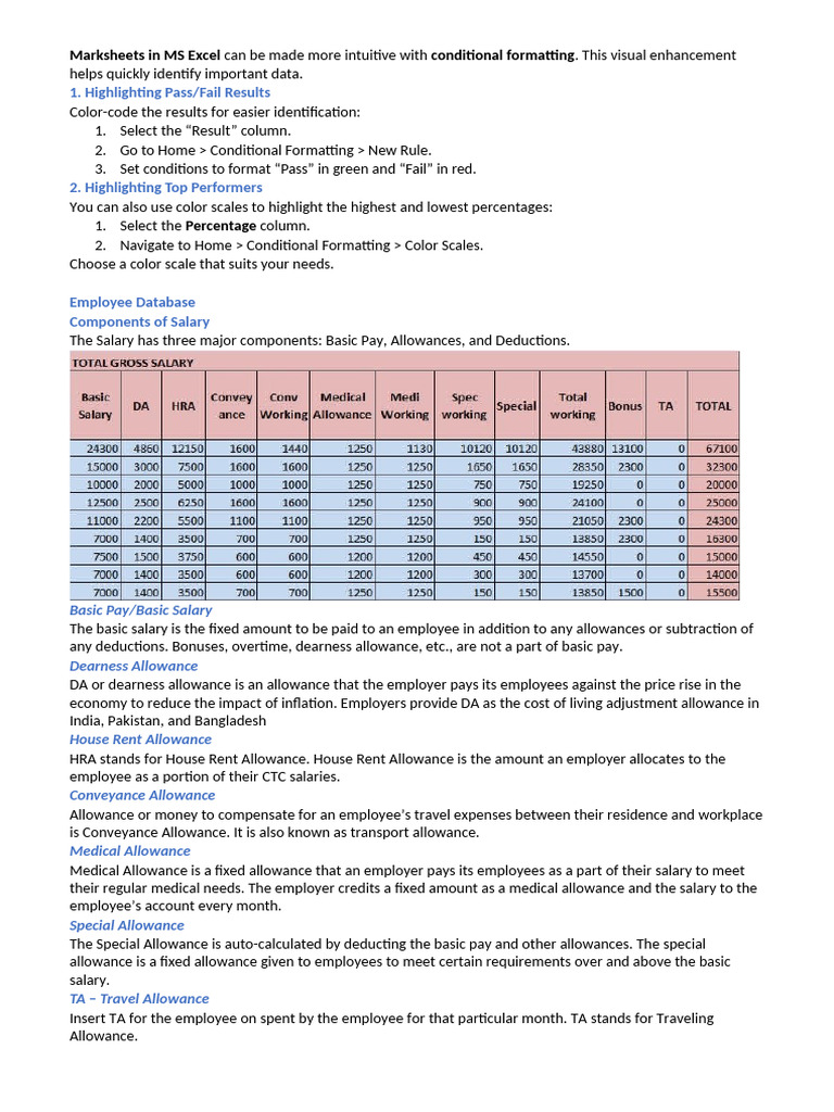 Setting Up Your Marksheet in Excel2 | PDF | Cost Of Living | Salary