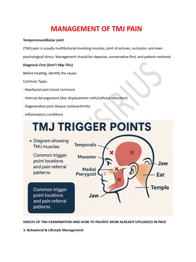 Management of Tmj Pain | PDF
