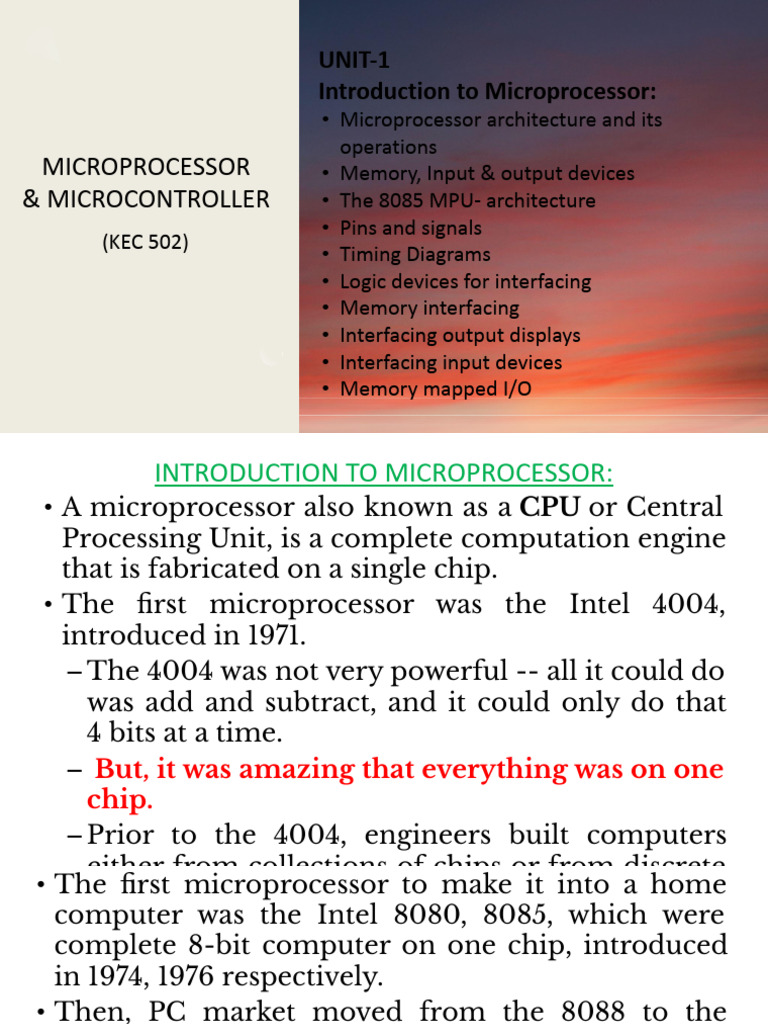 8085 UNIT 1.pptx_075620 | PDF | Central Processing Unit | Microprocessor
