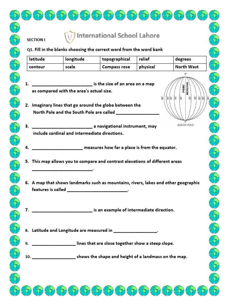 Grade 5 Geography March Revision Worksheets (1) | PDF | Map | Cartography