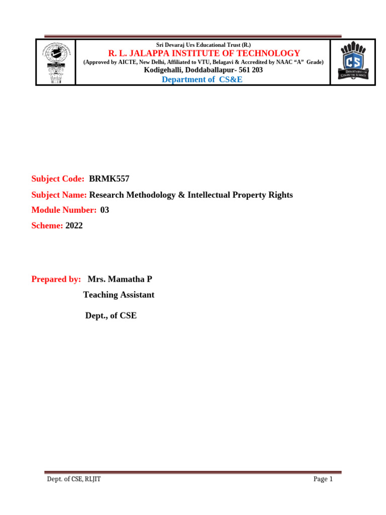 RM & IPR Module 3 Notes | PDF