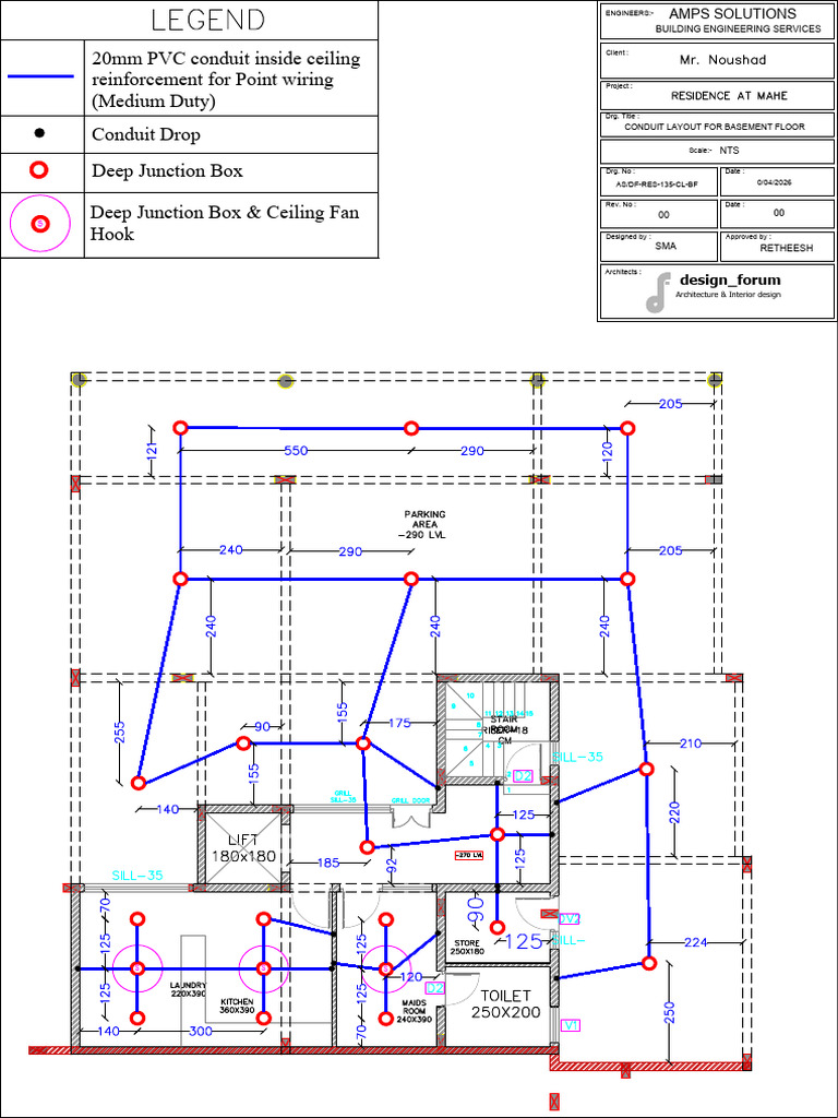 Conduit Layout for Basement Floor - Residence of Noushad at Mahe- 08-04 ...