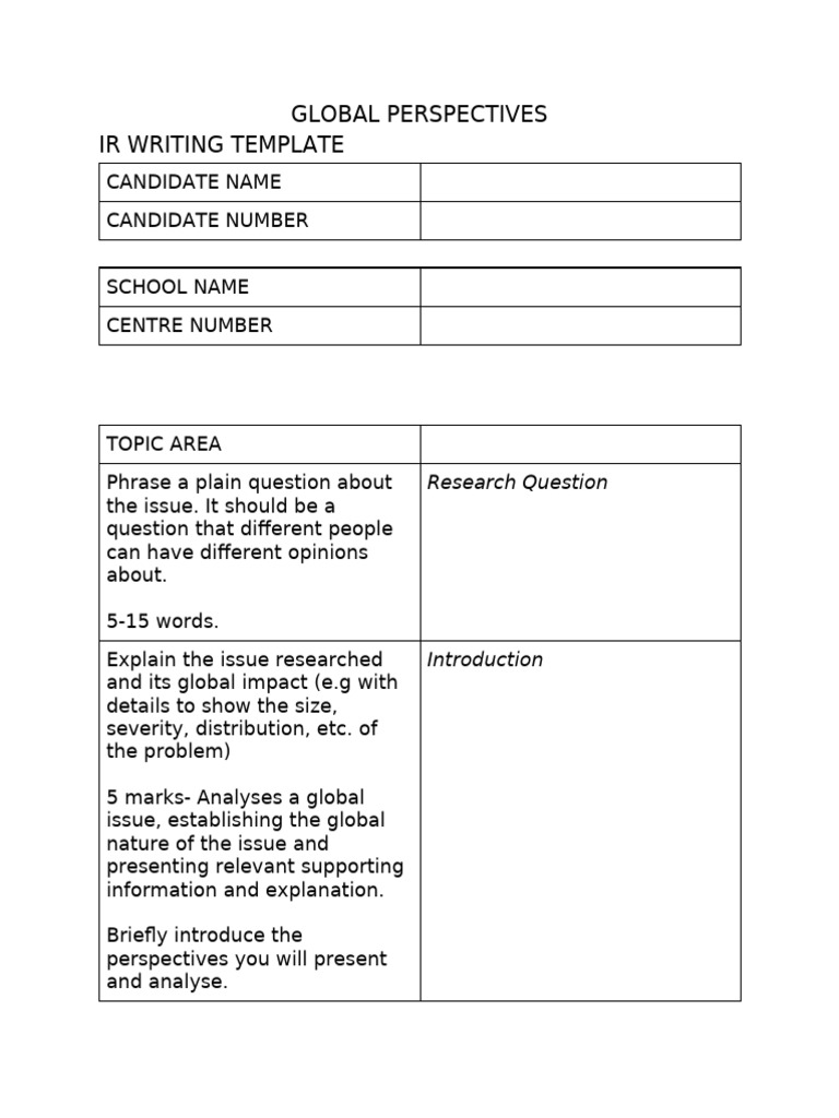 Ig Gp Ir Writing Template | PDF | Evaluation | Argument