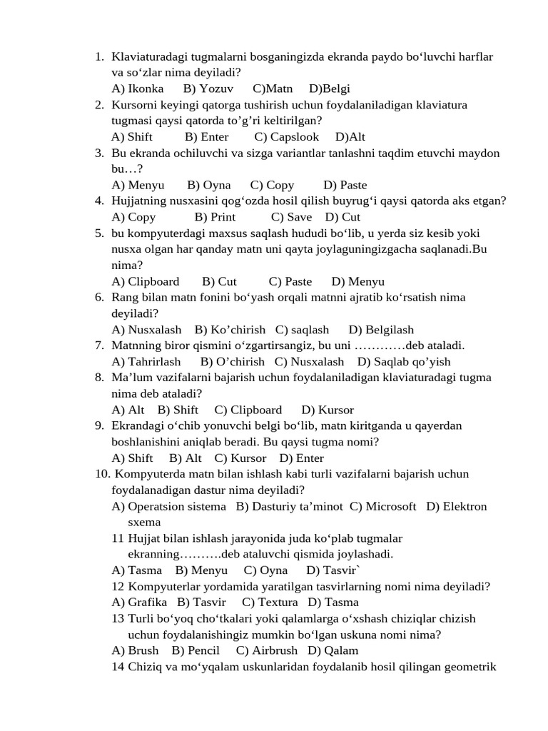 5 sinf test | PDF