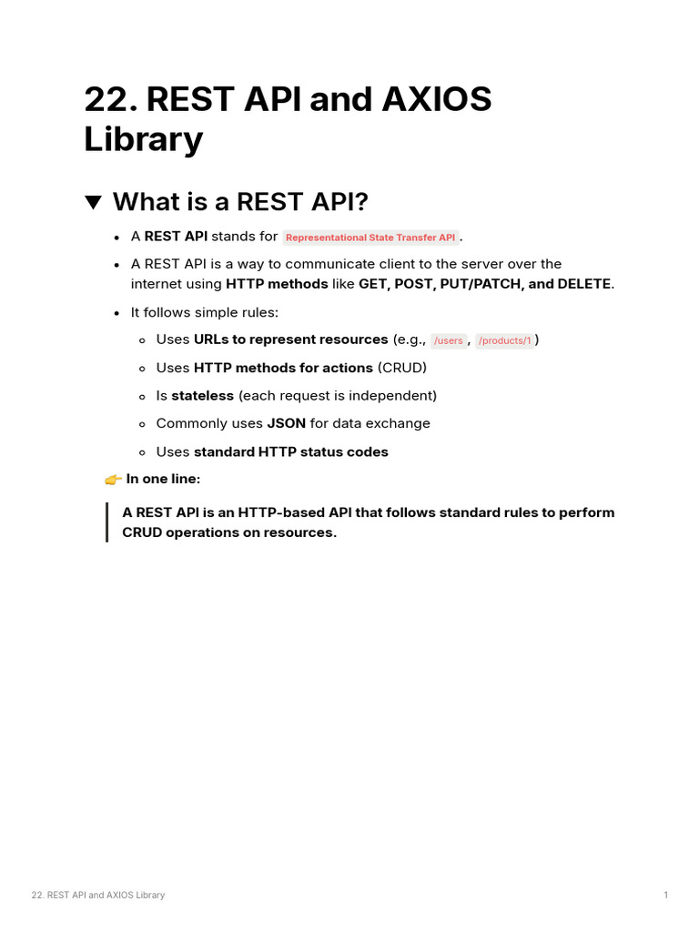 22. Rest API and Axios Library | PDF | Software Engineering | Software