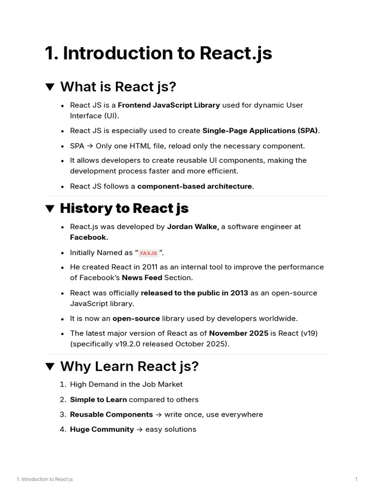 1. Introduction to React JS | PDF | Software Engineering | Software