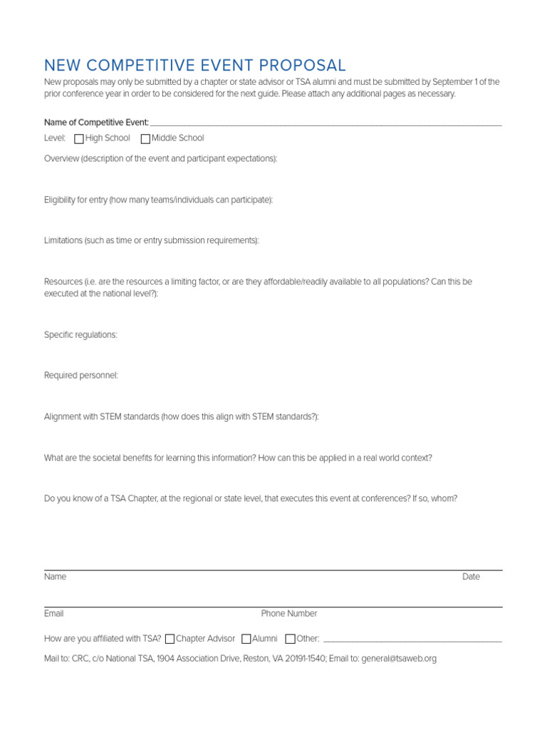 New Competitive Event Proposal | PDF