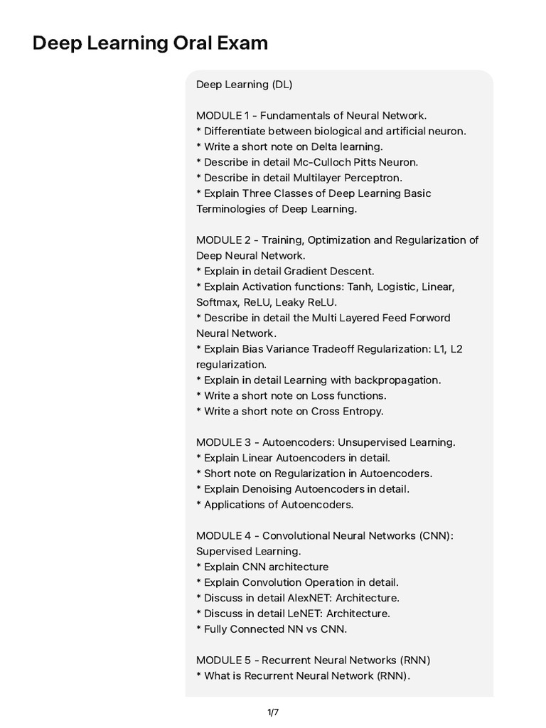 Deep Learning Oral Exam 2 | PDF | Deep Learning | Artificial Intelligence