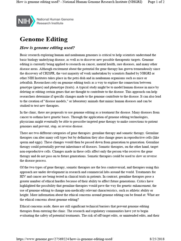 How is Genome Editing Used | PDF | Gene Therapy | Biotechnology