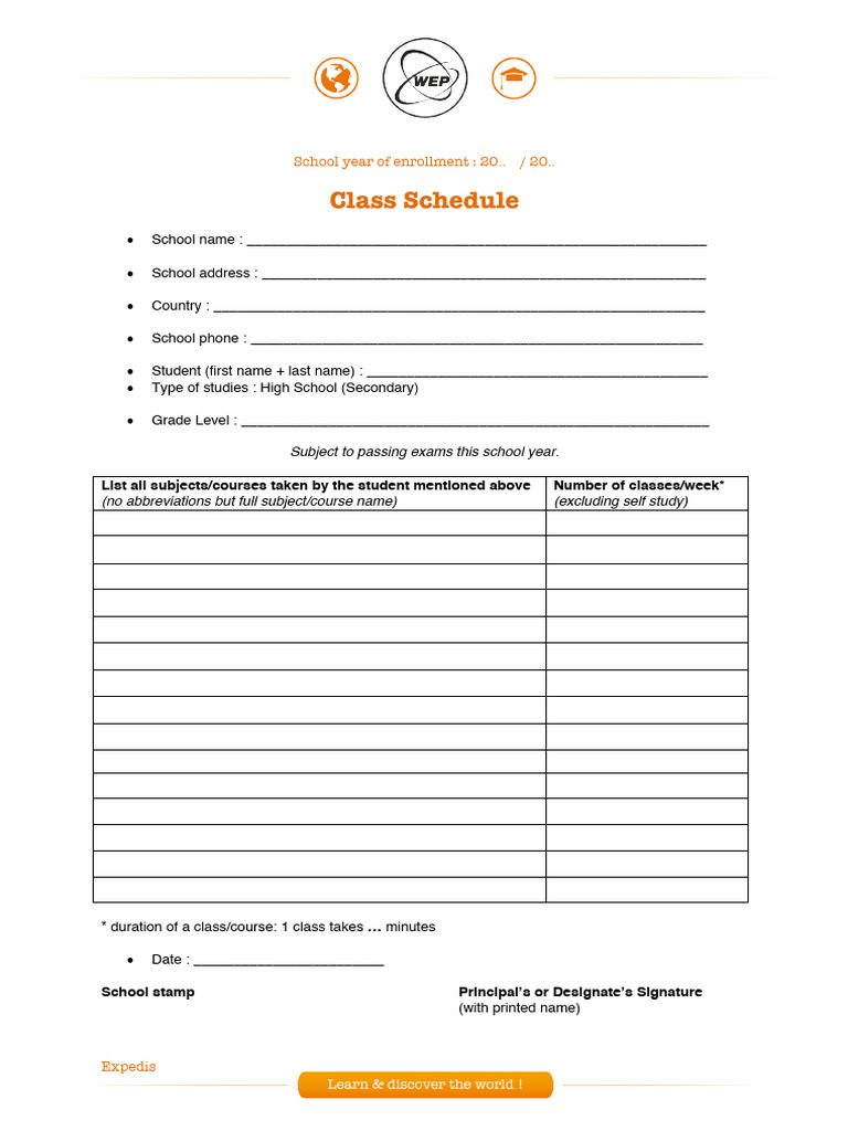 HS Grille Horaire Vierge | PDF