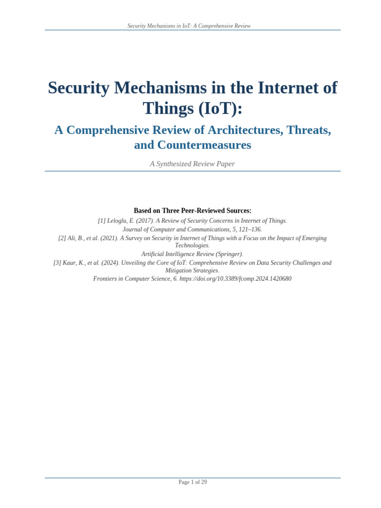 IoT Security Mechanisms Review | PDF | Internet Of Things | Security
