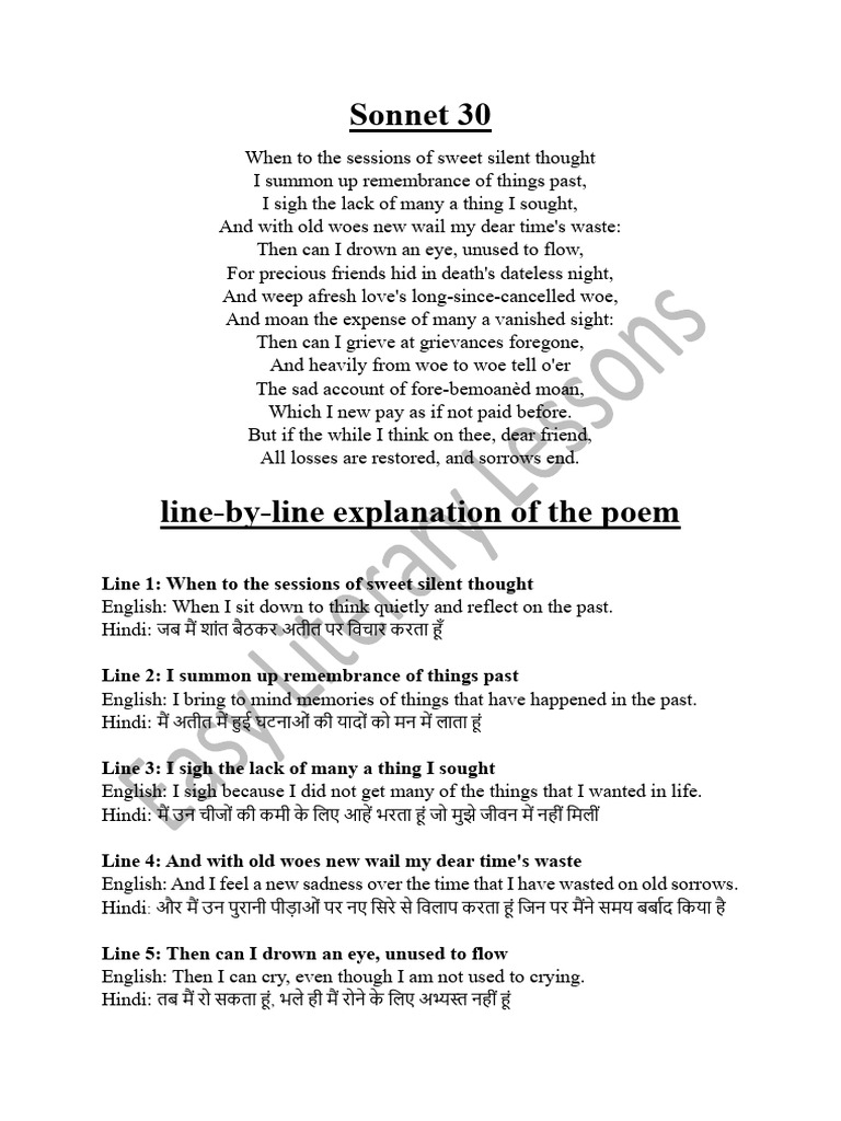 Sonnet 30e21 | PDF | Poetics | Stanzaic Form