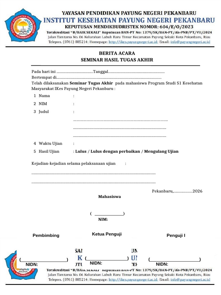 Form Hasil Tugas Akhir | PDF