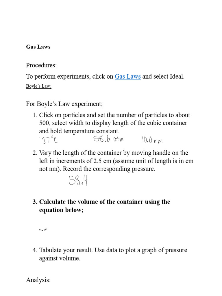 Lab+6-Gas+Laws+-Procedure | PDF | Gases | Pressure