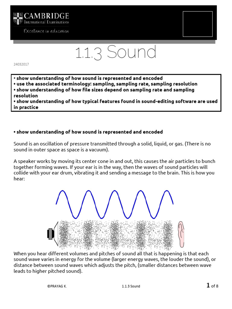 1.1.3 sound | PDF | Sampling (Signal Processing) | Bit Rate