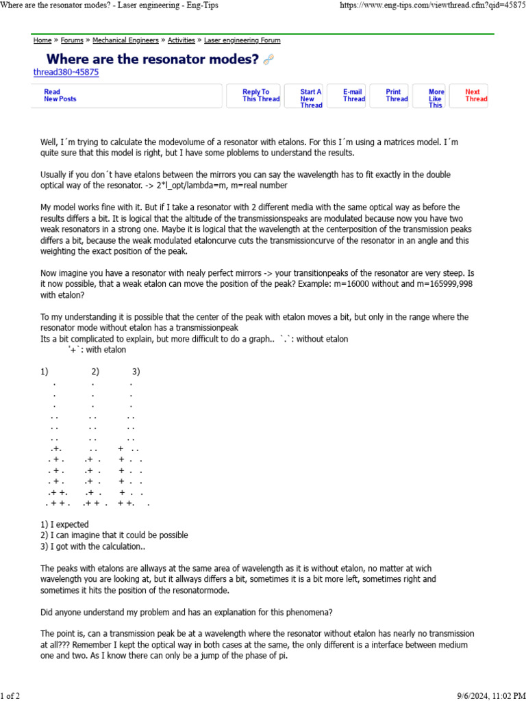 Where Are the Resonator Modes_ - Laser Engineering - Eng-Tips | PDF ...
