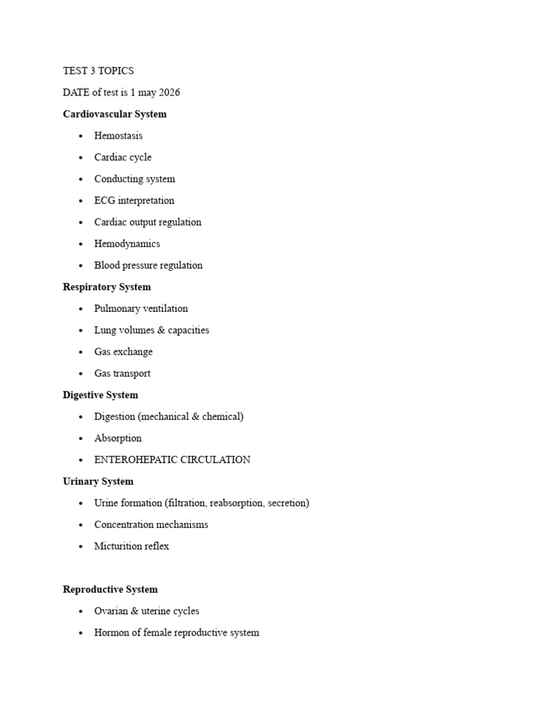 Test 3 Topics 2026 | PDF
