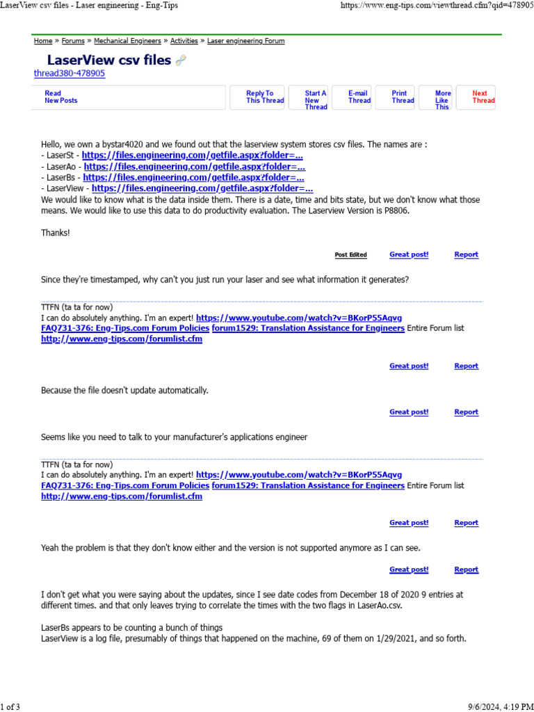 LaserView Csv Files - Laser Engineering - Eng-Tips | PDF | Computer ...
