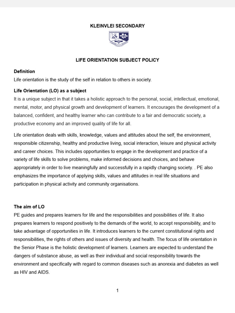 1002600348 Lo Subject Policy Docx(1) | PDF | Educational Assessment ...