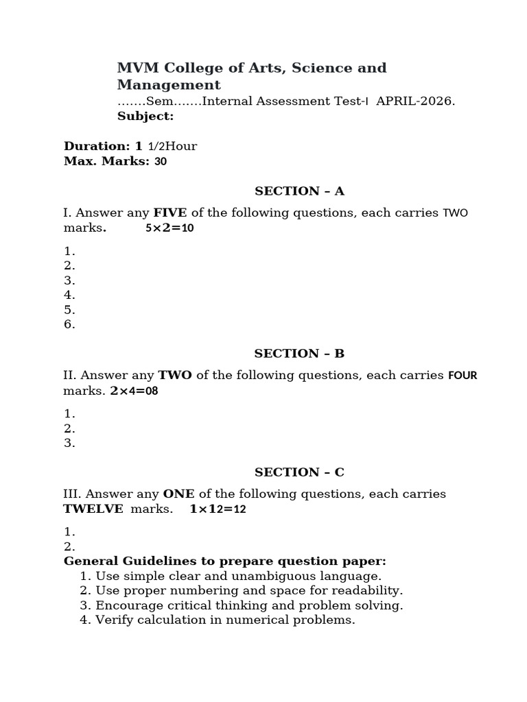 Question Paper Pattern and Guidelines SEP (1) | PDF