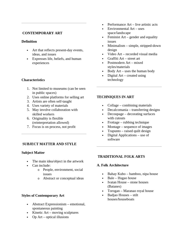 Contemp Reviewer | PDF | The Arts