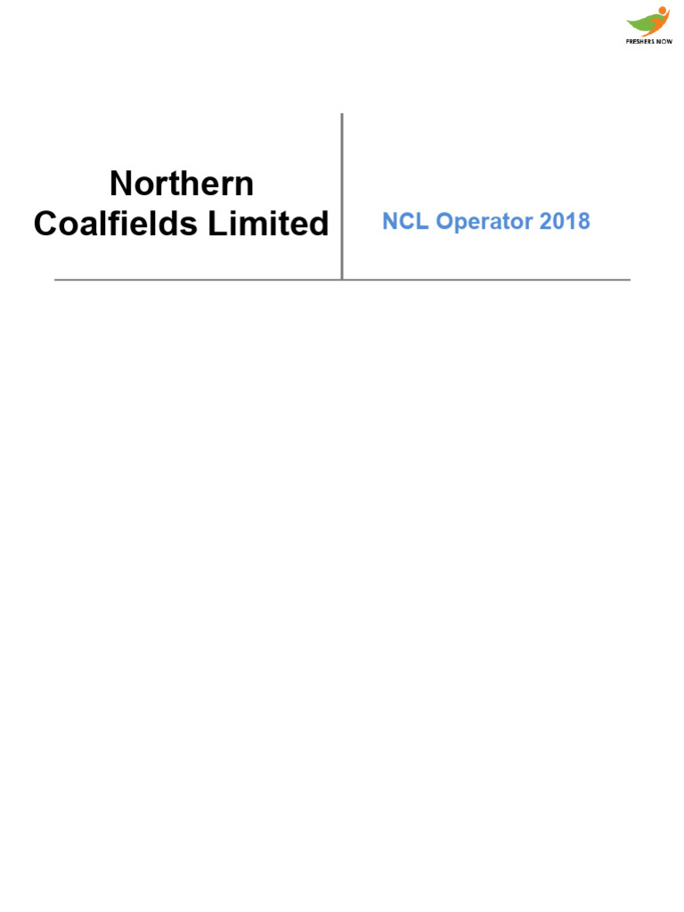 Northern Coalfields Limited NCL Operator 2018 English | PDF