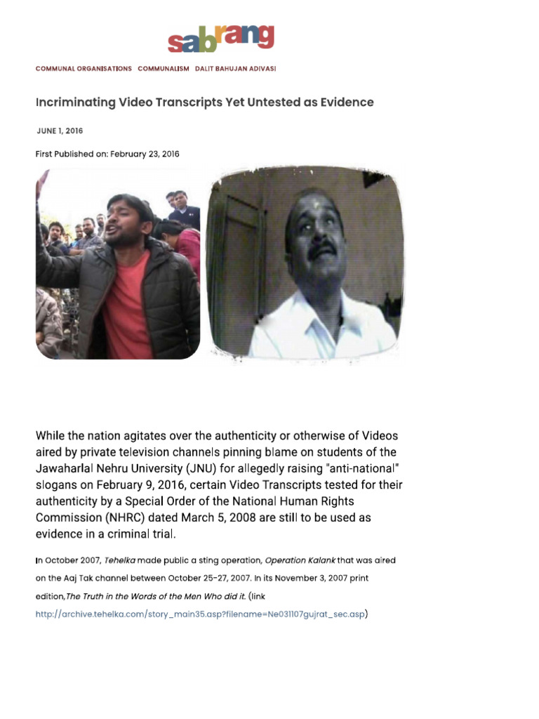 Incriminating Video Transcripts | PDF